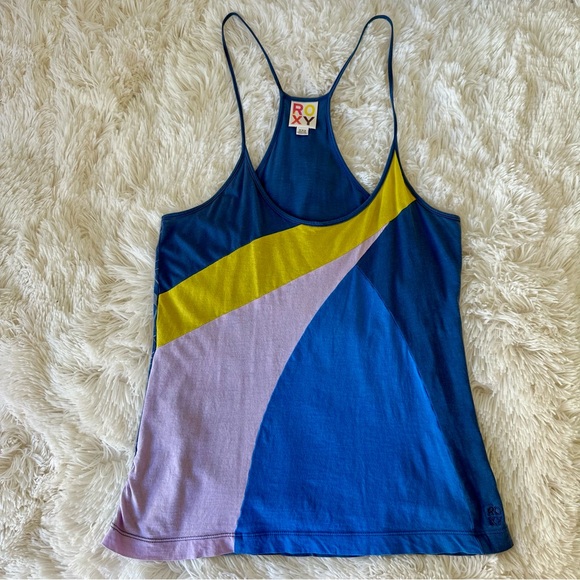 Roxy Tops - VINTAGE Roxy Colorblock Camisole in Blue, Yellow, and Purple Size: L